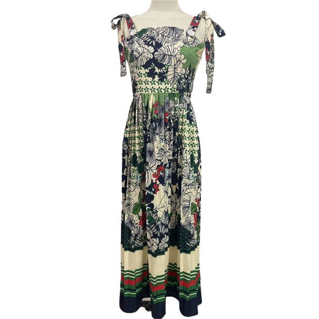 dalia macphee tie neck printed midi dress Tie Shoulder Printed Midi Dress – DALIA MACPHEE