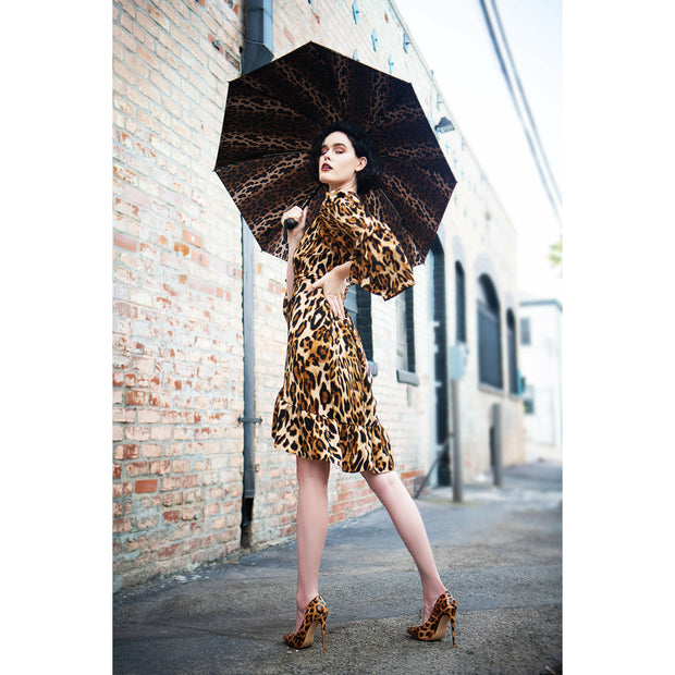 Leopard Wrap Dress With Bell Sleeves