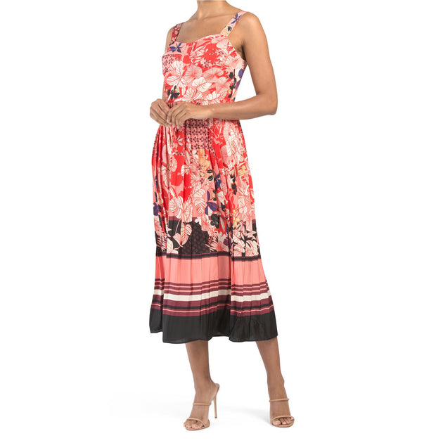 Floral Pleated Printed Midi Dress – DALIA MACPHEE