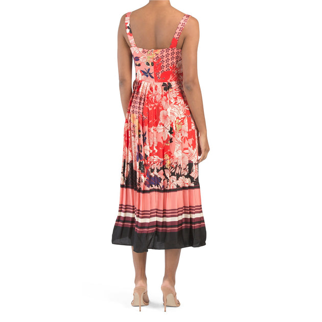 dalia macphee tie neck printed midi dress Floral Pleated Printed Midi Dress – DALIA MACPHEE