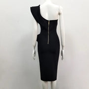 One shoulder crepe dress