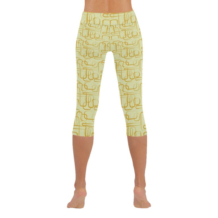 Modern Art Low Rise Capri Leggings ( Flatlock Stitch)