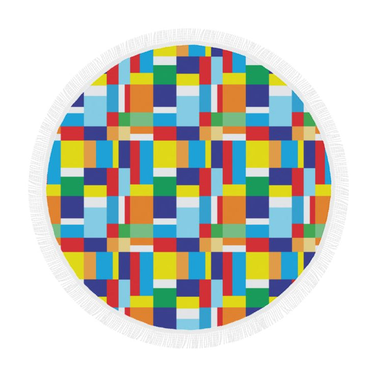 Color Block Circular Beach Blanket/Shawl