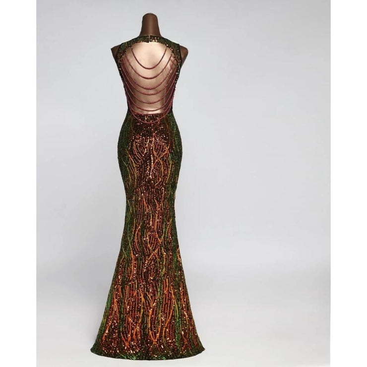 Waterfall Back Gown