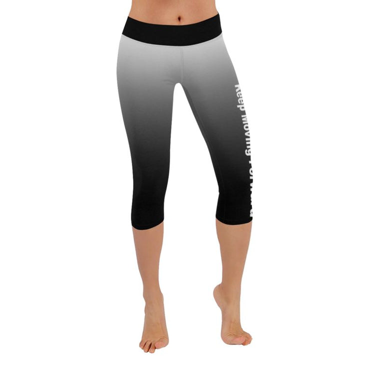 “Keep Moving Forward” Low Rise Capri Leggings ( Flatlock Stitch)