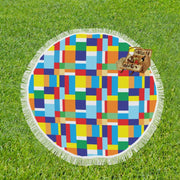 Color Block Circular Beach Blanket/Shawl