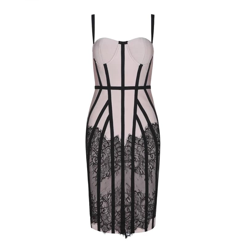 Knit dress with lace treatment Knit dress with lace treatment