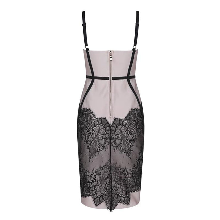 Knit dress with lace treatment