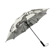 Vintage Horse Print Semi- Automatic Foldable Umbrella- Signed