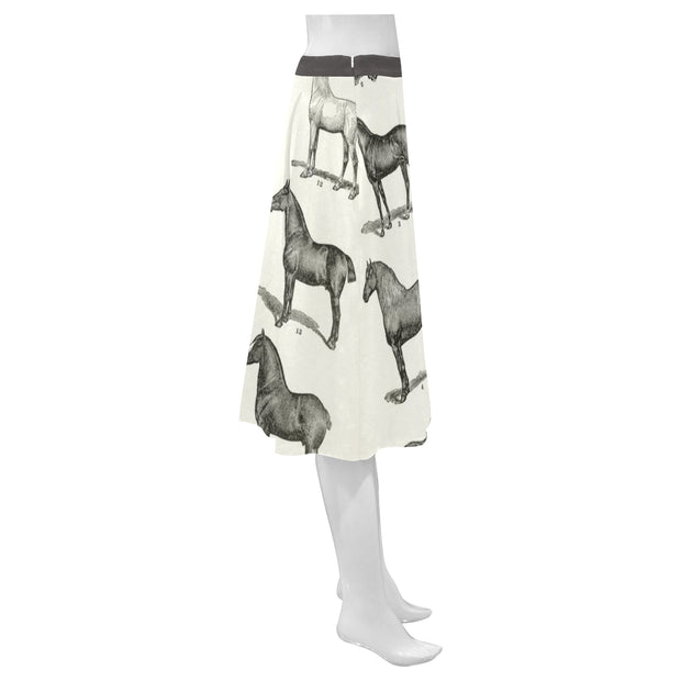 Vintage Horse Print Crepe Skirt