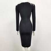 Long sleeve  Knit dress with shoulder treatment