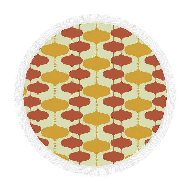 Retro Print Circular Beach Blanket/Shawl