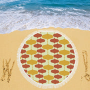 Retro Print Circular Beach Blanket/Shawl