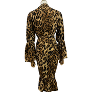 Leopard Wrap Dress With Bell Sleeves