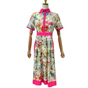 Short Sleeve Pleated Floral Dress