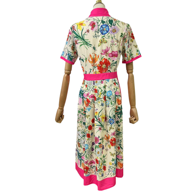 Short Sleeve Pleated Floral Dress
