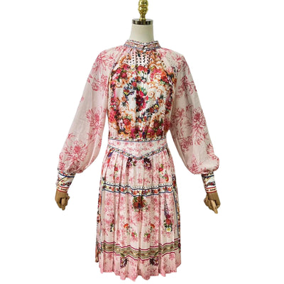 Floral Pleated Shirt Dress