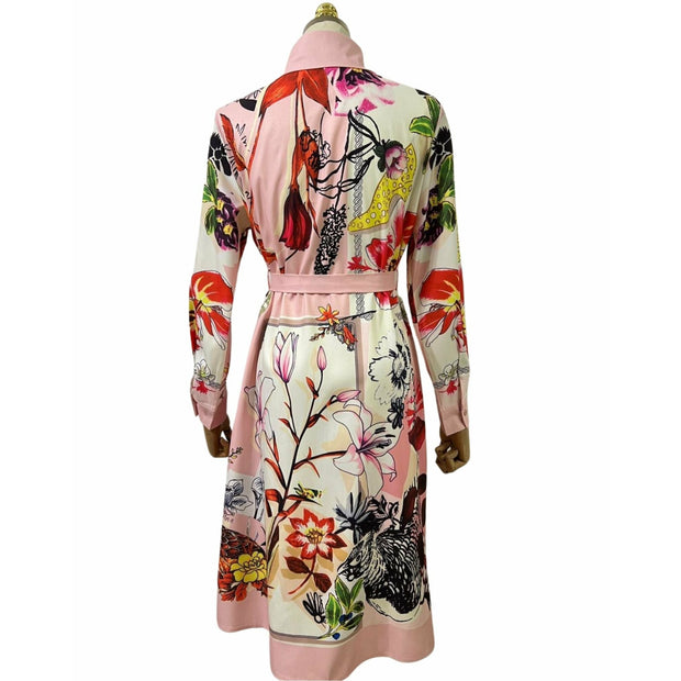 Tropics Long Sleeve Collar Shirt Dress