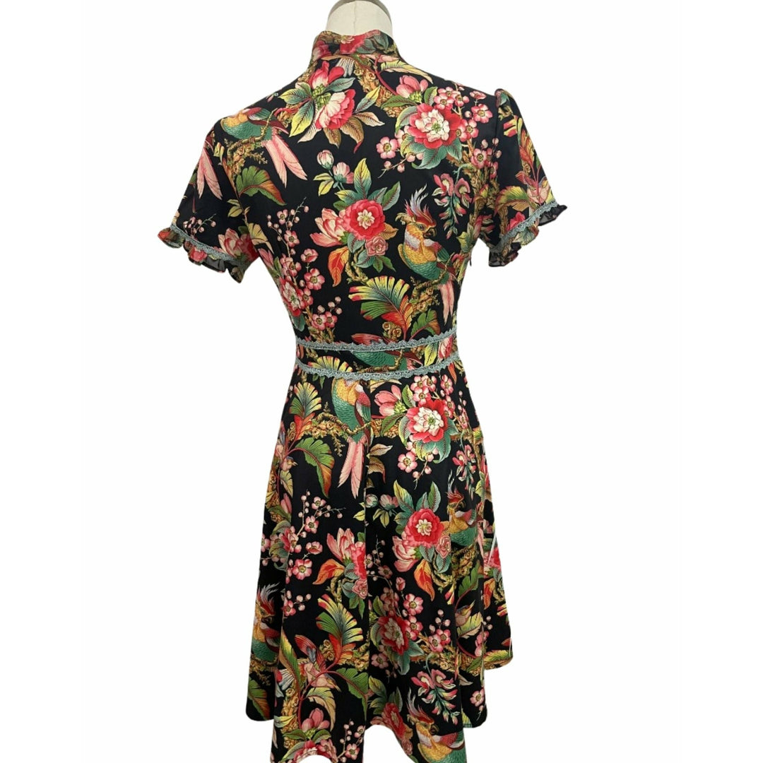 dalia macphee tie neck printed midi dress Tie Neck Printed Midi Dress