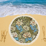 Retro Flowers Circular Beach Blanket/Shawl