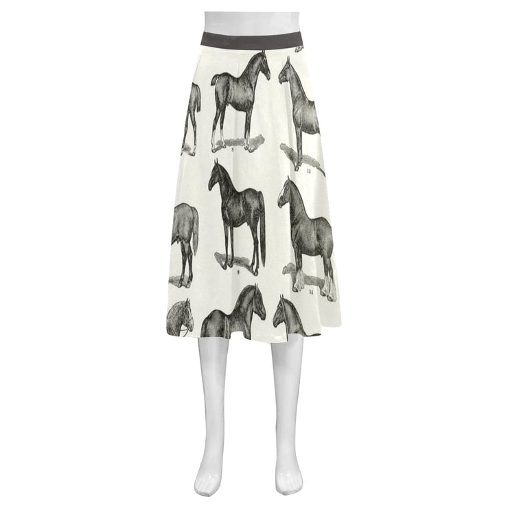 Vintage Horse Print Crepe Skirt
