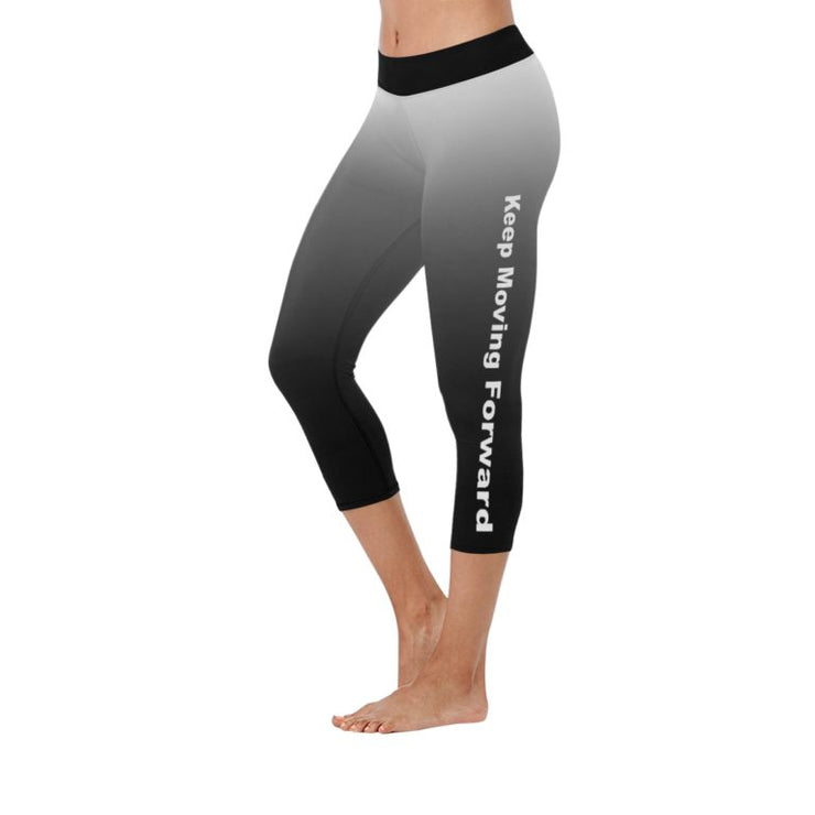 “Keep Moving Forward” Low Rise Capri Leggings ( Flatlock Stitch)