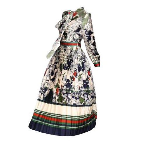 Tie Neck Printed Midi Dress Tie Neck Printed Midi Dress